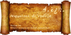 Angyalosi Árpád névjegykártya